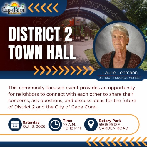 Flyer for Councilmember Lehmann's Town Hall on October 3, 2026, from 10am to noon, at Rotary Park.